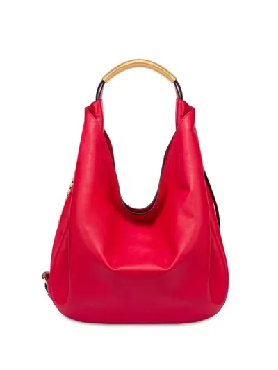 Moschino Slouchy Leather Shoulder Bag In Red