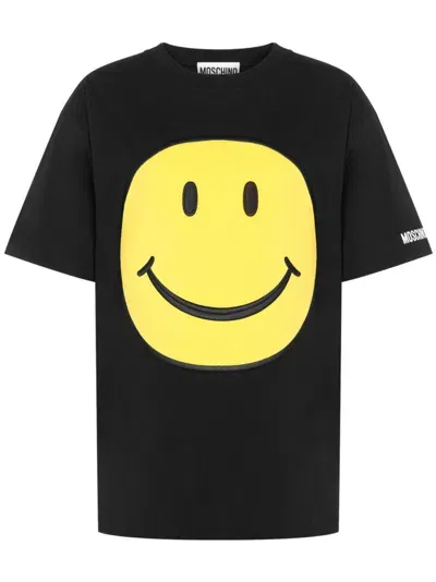 Moschino Smile Cotton T-shirt In Black