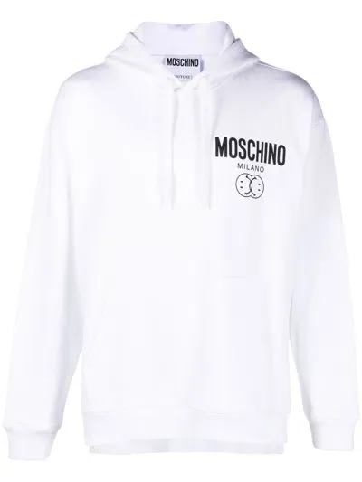 Moschino Smile Logo-print Cotton Hoodie In White