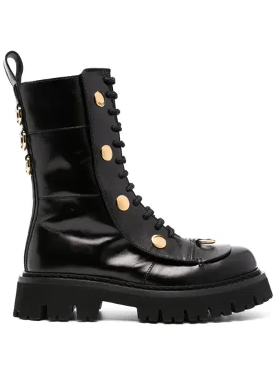 Moschino Studded Boots In Schwarz