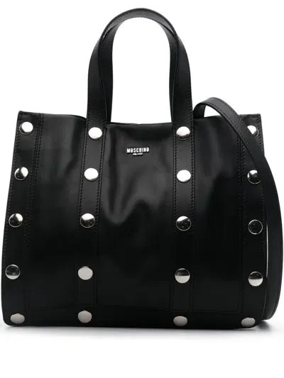 Moschino Studded Tote Bag In Black