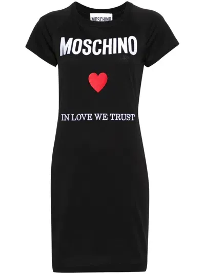 Moschino T-shirt Model Dress With Embroidery In Black