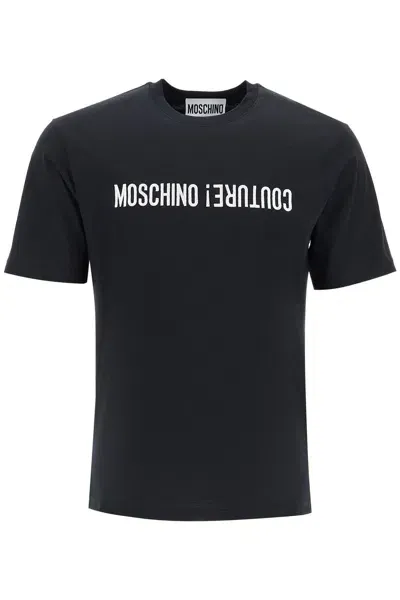 Moschino T-shirt With Embroidered Lettering In Black