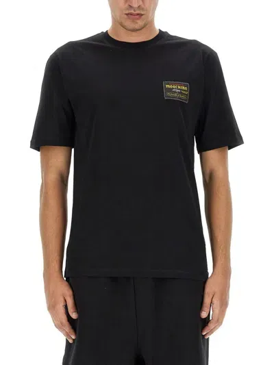 Moschino T-shirt With Logo Patch In Black