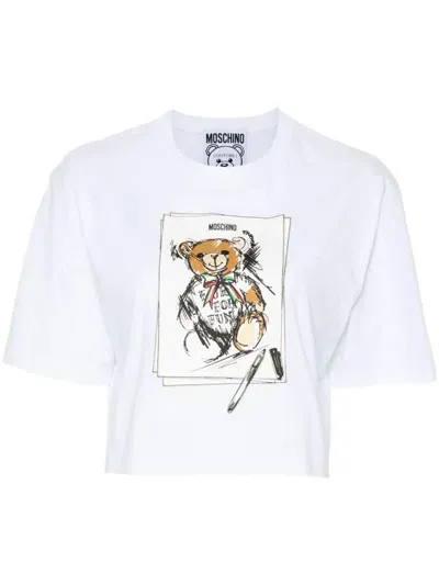 Moschino Teddy Bear Crop Top In White