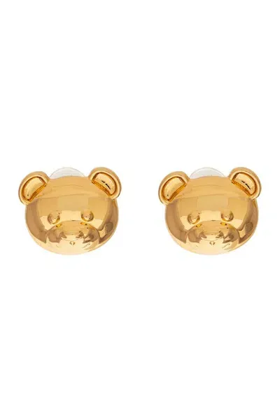 Moschino Teddy Bear Engraved Clip In Gold