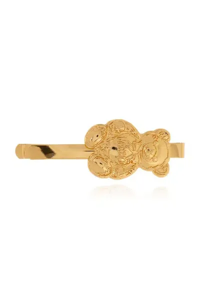 Moschino Archive Teddy Bear Hair Clip In Gold