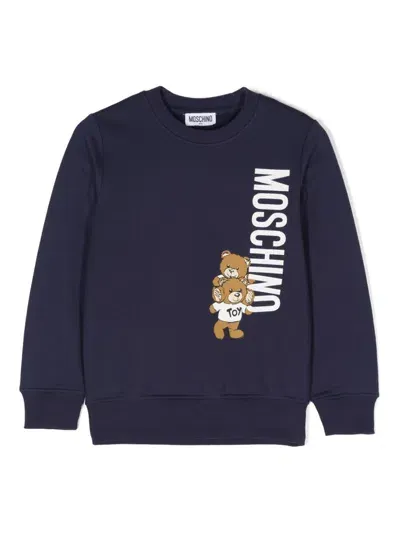 Moschino Kids' Teddy Bear-print Sweatshirt In Blue