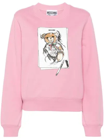 Moschino Teddy Bear-print Sweatshirt In Pink