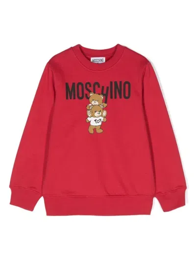 Moschino Kids' Teddy Bear-print Sweatshirt In Red