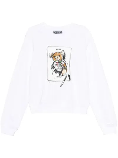 Moschino Teddy Bear-print Sweatshirt In White