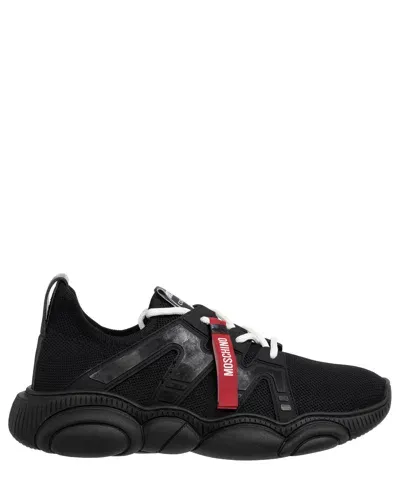 Moschino Teddy Bear Running Sneakers In Black