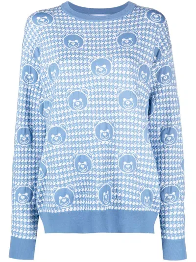 Moschino Teddy Bear Virgin-wool Jumper In Blue