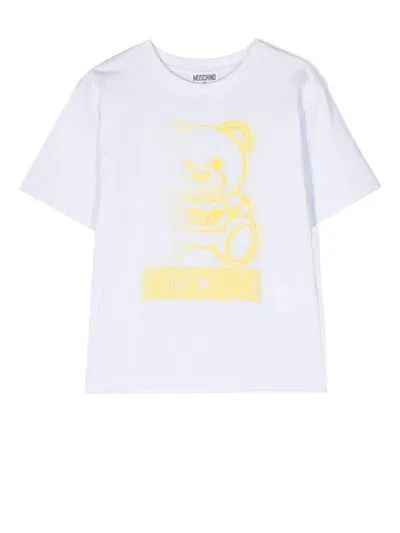 Moschino Babies' Teddy Print T-shirt In White