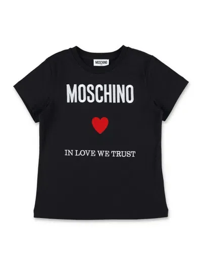 Moschino Kids' Cotton Jersey T-shirt In Black