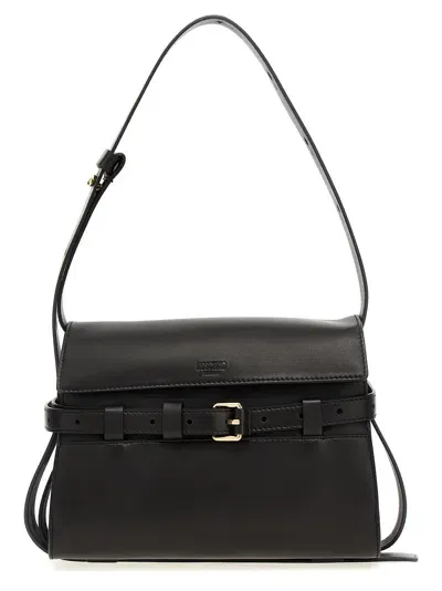 Moschino Tie Me Belted Nappa Shoulder Bag In Brown