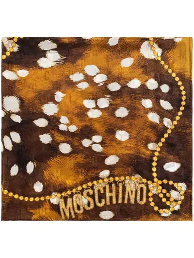 Moschino Trompe L'oeil-print Scarf In Brown