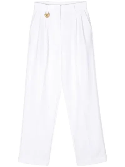 Moschino Heart Lock Tailored Trousers In White