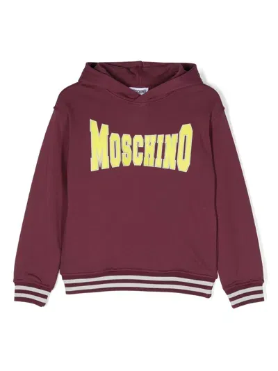 Moschino Kids' Varsity-logo Cotton Hoodie In Purple