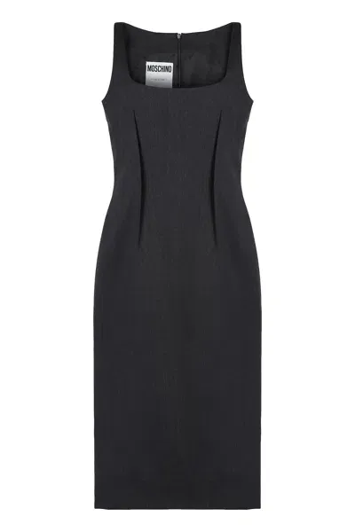 Moschino Virgin Wool Midi Dress In Grey