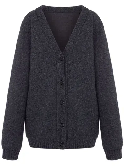 Moschino Virgin Wool V-neck Cardigan In Grey