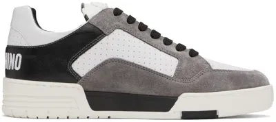 Moschino White & Gray Streetball Sneakers In White/grey/black