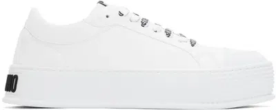 Moschino White Bumps & Stripes Sneakers