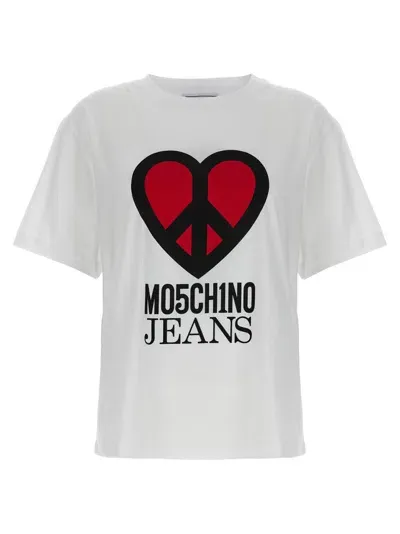 Moschino Logo Printed Crewneck T In White