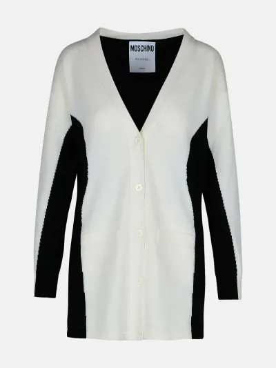 Moschino White Virgin Wool Cardigan