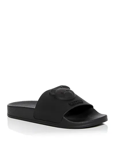 Moschino Women's Teddy Bear Pool Slide Sandals In Black