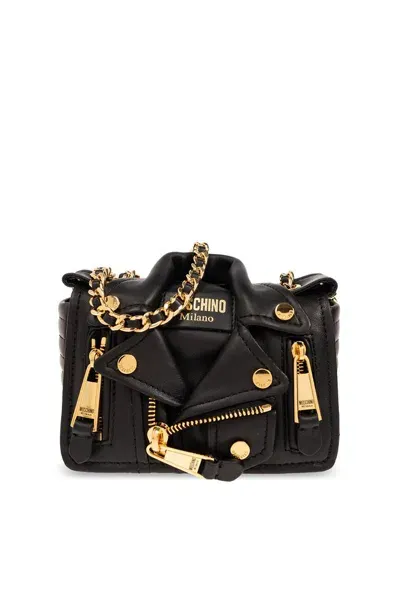 Moschino Zipped Design Shoulder Bag In Black