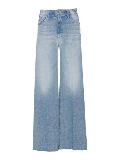 Mother Hustler Roller Fray Jeans In Azul