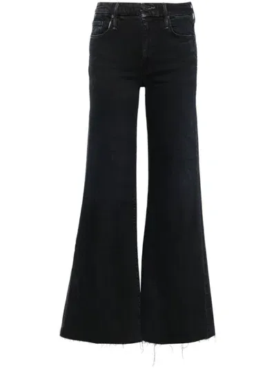 Mother The Roller Fray Mid-rise Bootcut Jeans In Black