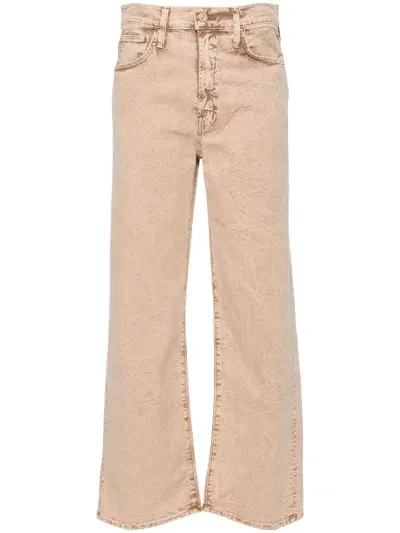 Mother The Dodger Mid-rise Straight-leg Jeans In Beige