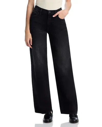 Mother The Spinner Sneaker Wide Leg Jeans In Black Magic