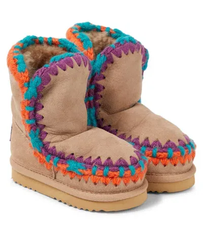 Mou Kids' Eskimo Contrast-stitching Snow Boots In Neutrals