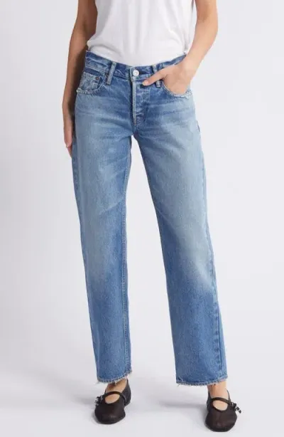 Moussy Mv Cheval Low Rise Straight Leg Jeans In Light Blue