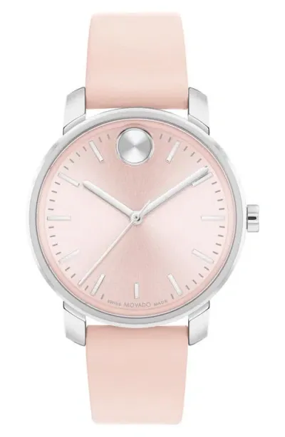 Movado Women's Bold Access Swiss Quartz Light Pink Leather Watch 34mm