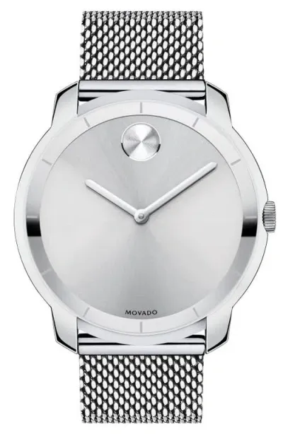 Movado 'bold' Mesh Strap Watch, 44mm In Silver