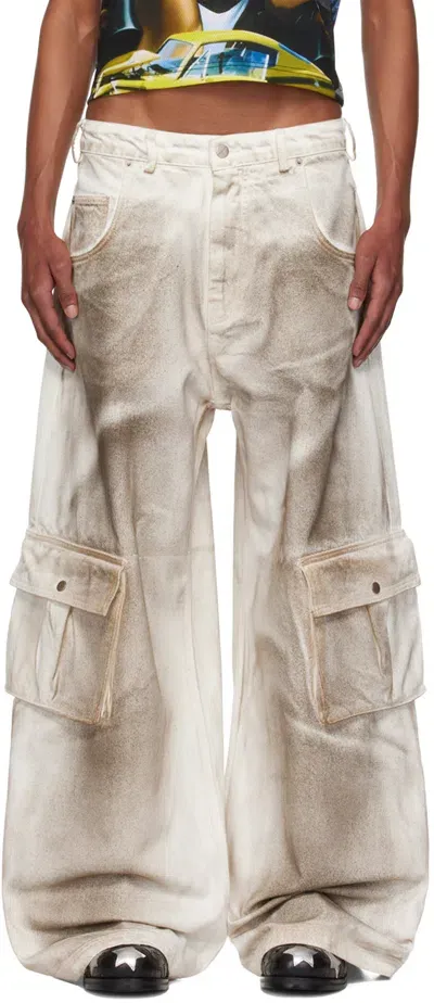 Mowalola Off-white Double D Jeans In White Wash