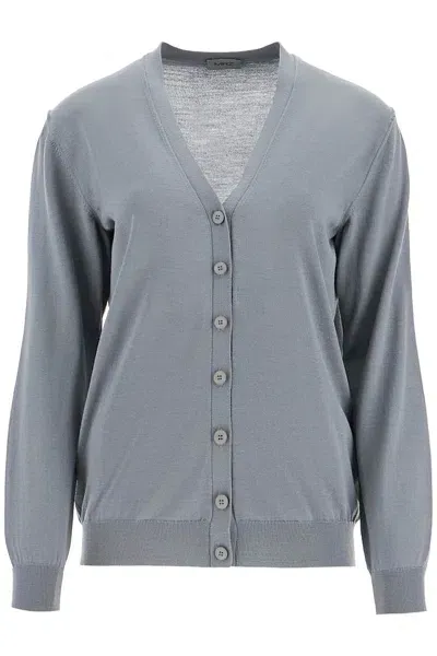 Mrz Lightweight Wool Cardigan In Grey