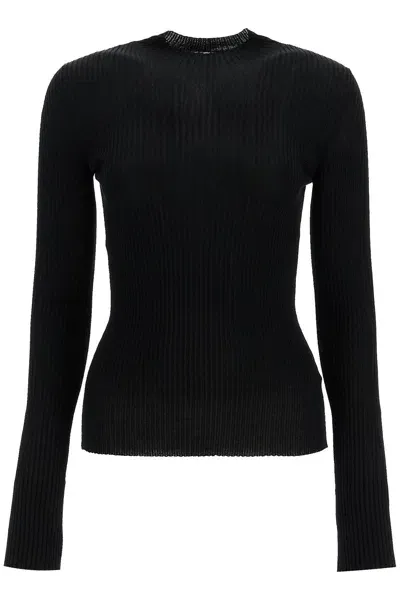 Mrz Ribbed Wool Top With A High In Black