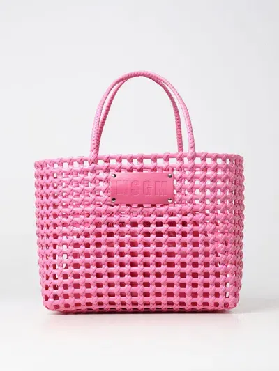 Msgm Bag In Woven Pvc In Fuchsia