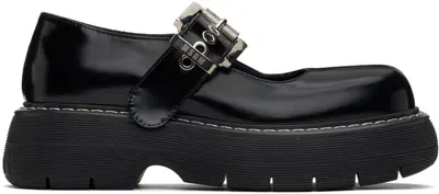 Msgm Black Chunky Mary-jane Loafers In 99 Black