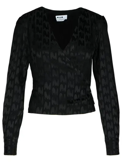 Msgm Black Viscose Blend Blouse