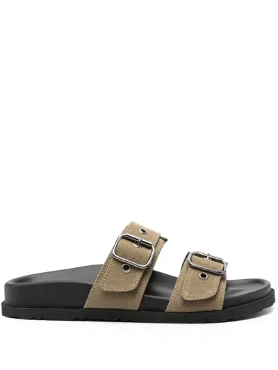 Msgm Buckle-strap Sandals In Green