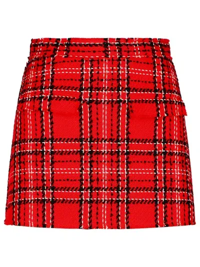 Msgm Check Red Cotton Blend Shorts