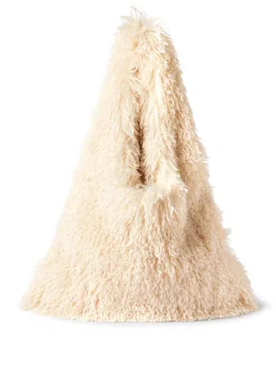 Msgm Shopper Aus Faux Fur In Nude