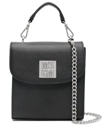 Msgm Kids' Faux-leather Shoulder Bag In Black