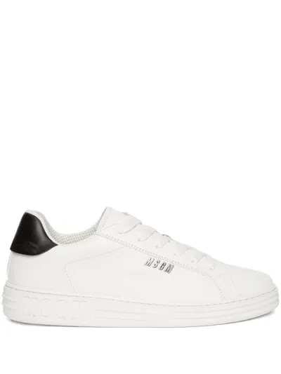 Msgm "iconic" Leather Sneakers In White